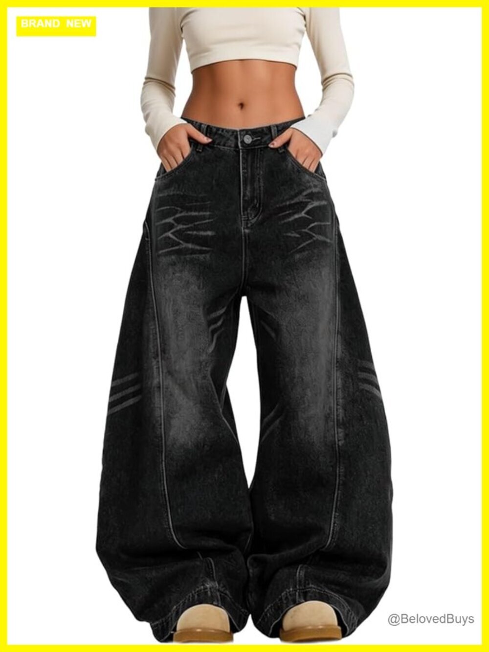 Barrel Jeans High Waist Wide Leg Baggy Denim Pants Streetwear Trousers